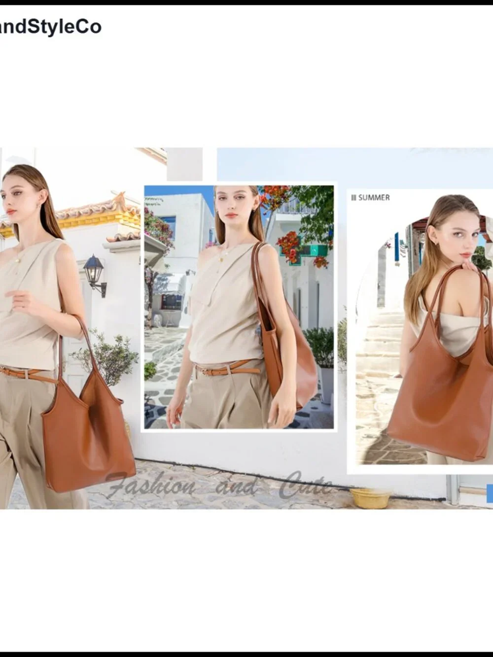 Slouchy Vegan Leather Hobo Shoulder Bag with Cosmetic Pouch